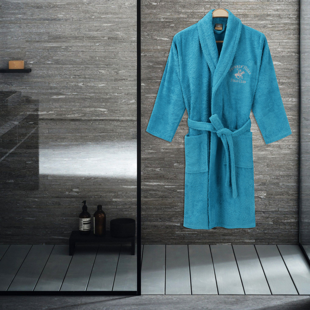 Bathrobe Beverly Hills Polo Club 700 - Turquoise 100% Cotton