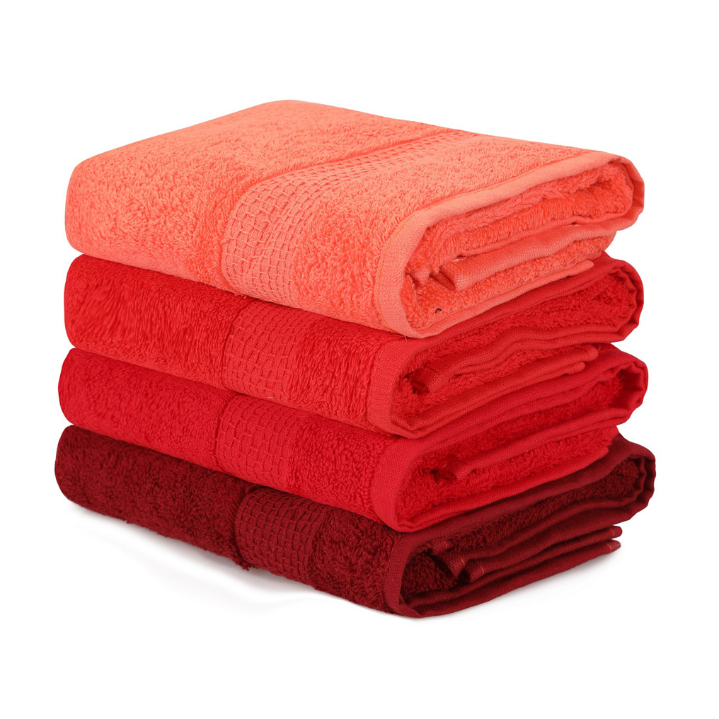 Face towel set 4 pcs Beverly Hills Polo Club 801 - Red 100% Cotton