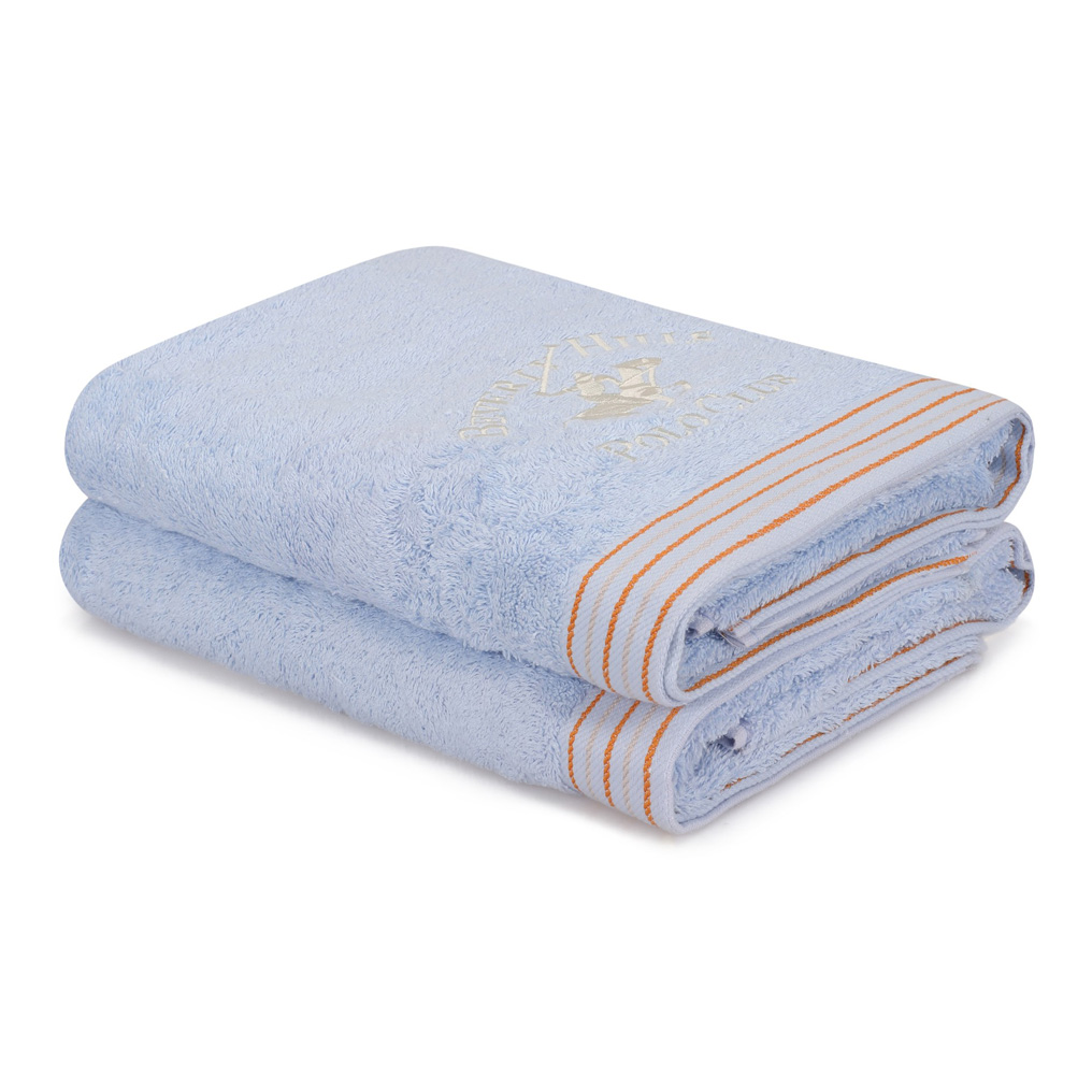 Bath towel set 2 pcs Beverly Hills Polo Club 405 - Blue 100% Cotton
