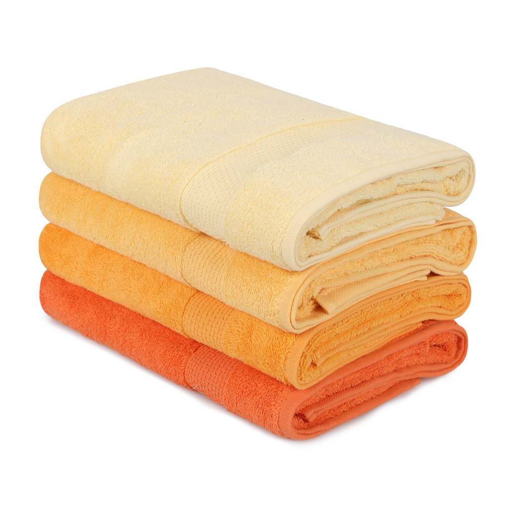 Bath towel set 4 pcs Beverly Hills Polo Club 801 - Yellow 100% Cotton
