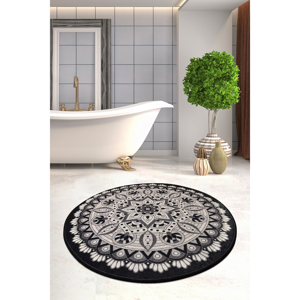 Bathmat Mandal 100% Micro Polyamide Black 100 cm