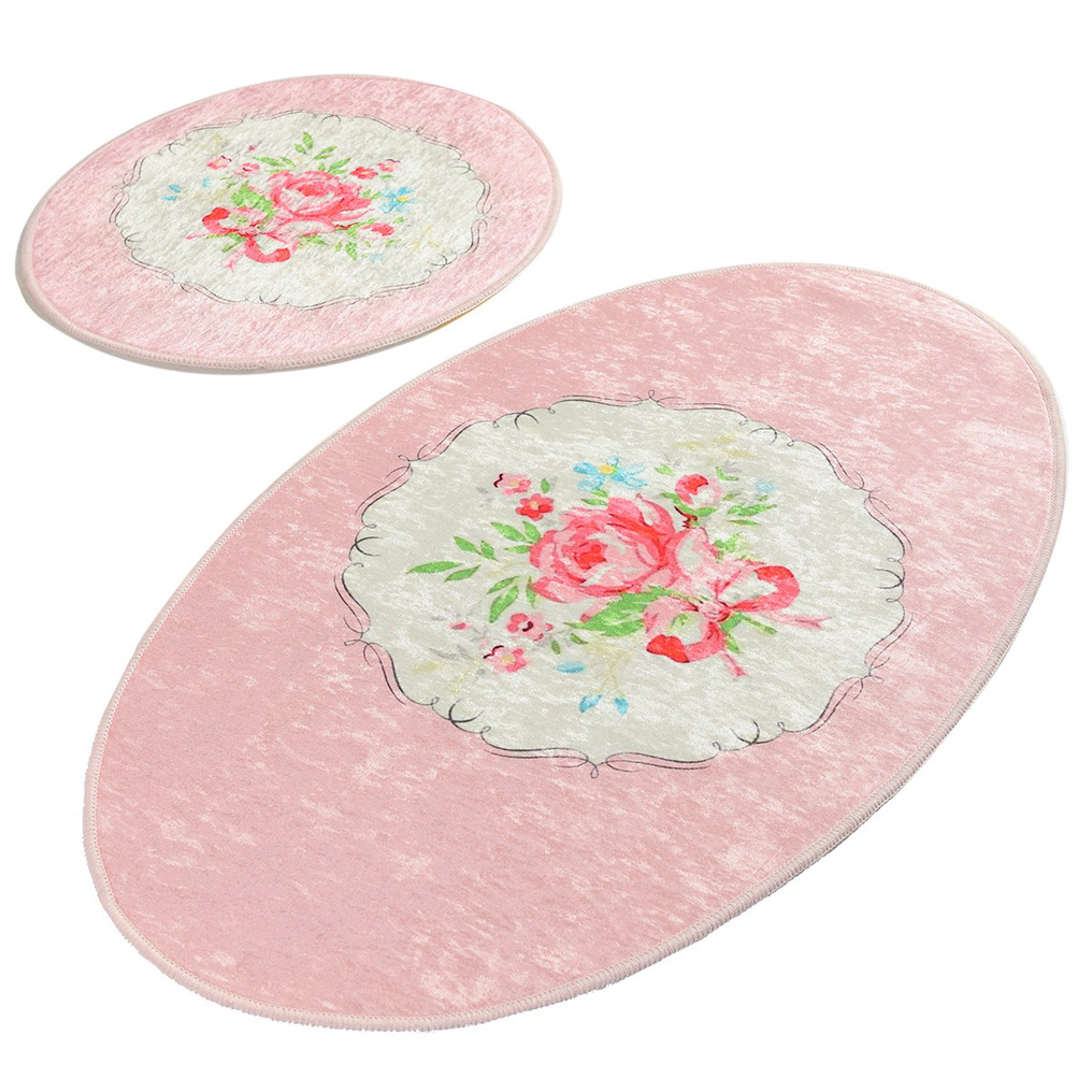 Bathmat set 2 pcs Rena 100% Micro Polyamide Pink 50x60 / 60x100 cm
