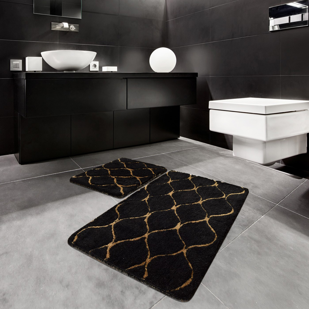 Bathmat set 2 pcs Infinity 100% Acrylic Black 50x60 / 60x100 cm