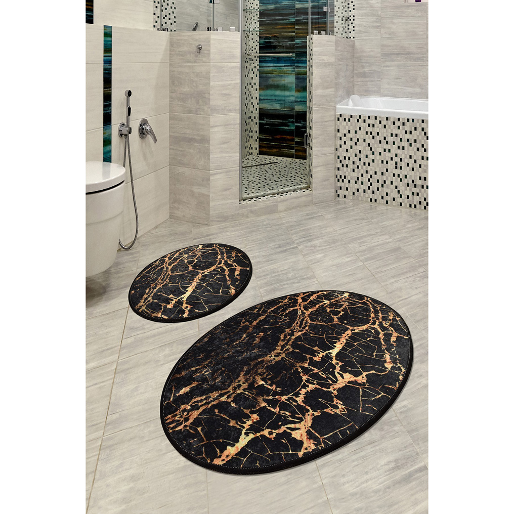 Bathmat set 2 pcs Goldes 100% Velvet fabric  50x60 / 60x100 cm