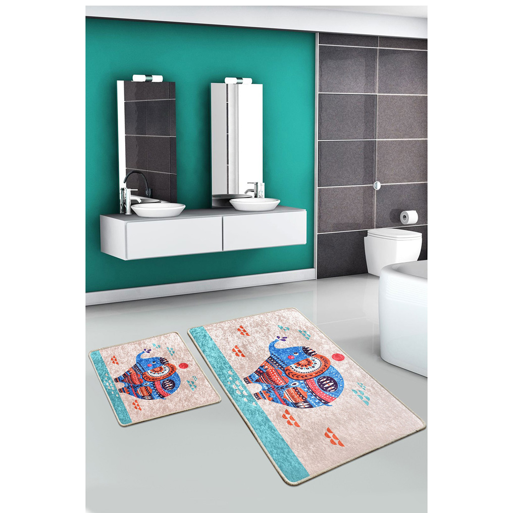 Bathmat set 2 pcs Etnic Rectangle 100% Velvet fabric  50x60 / 60x100 cm