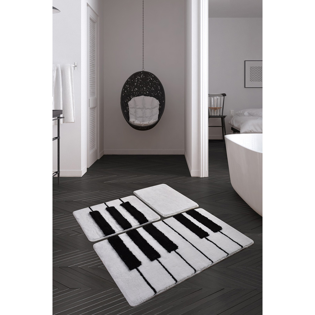 Bathmat set 3 pcs Piyano 100% Acrylic Multicolor