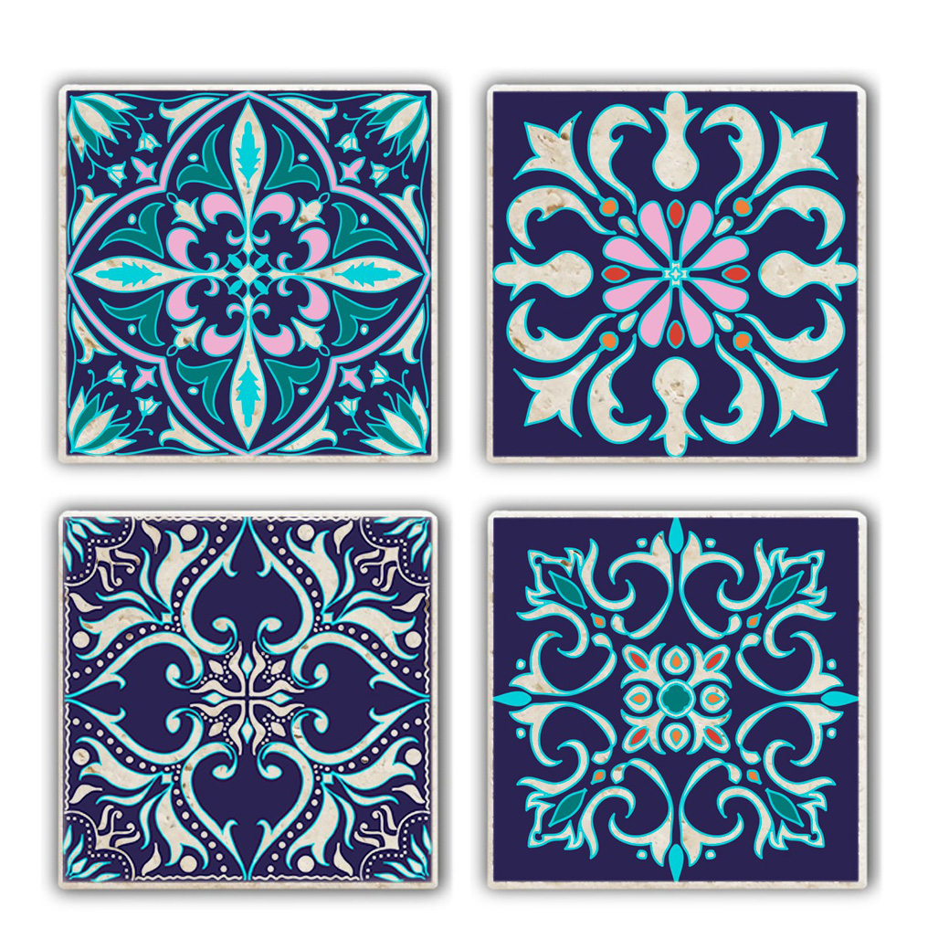 Glass Mat Multicolor Stone 10x10x1 cm 4 pcs 366TYR1163