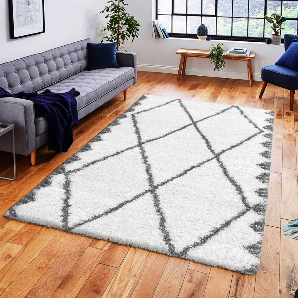 Carpet Payidar Soft Lux Shaggy 3892A White, Grey 100% Polypropelene