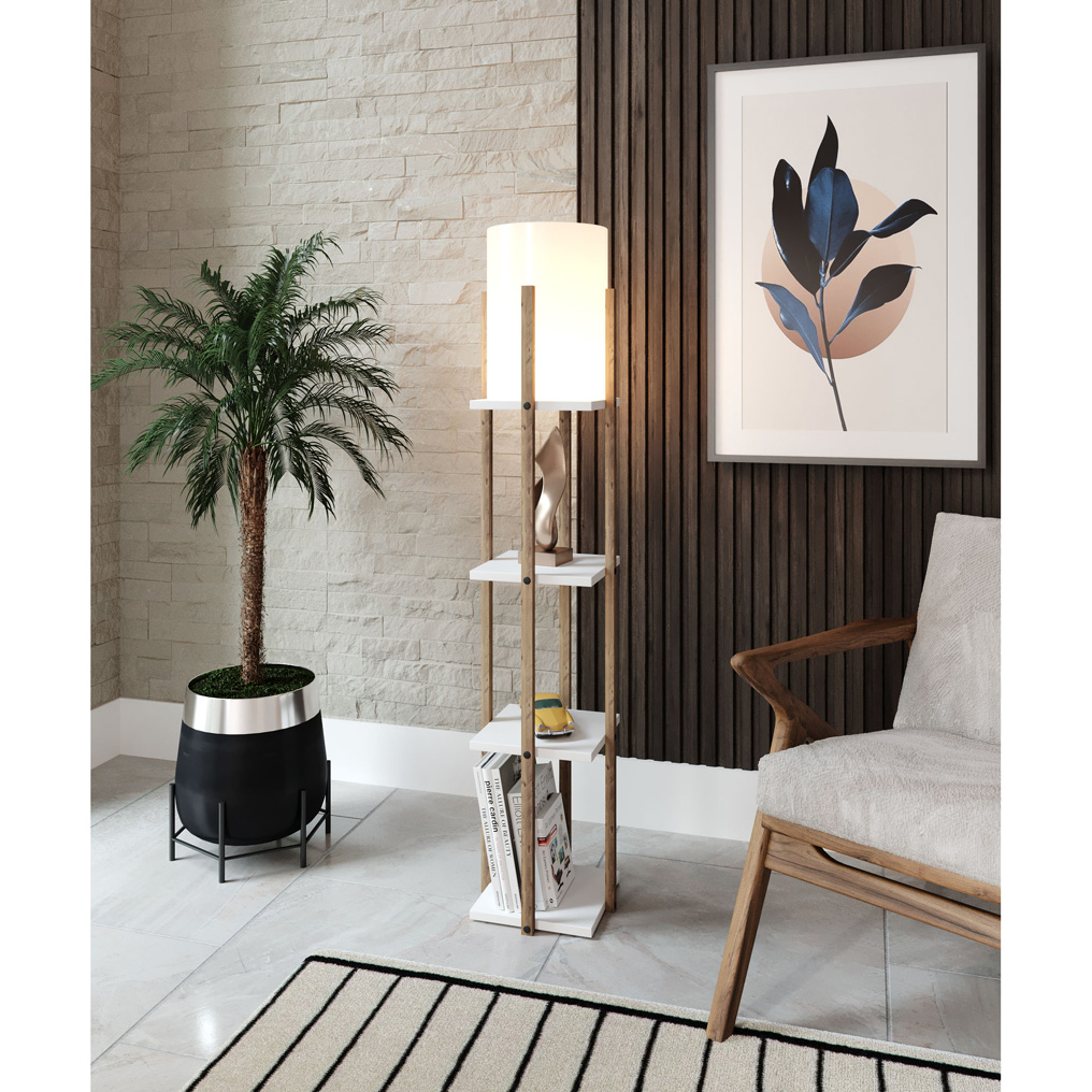 Floor lamp Particle board Nora white 21x36x135 cm E27 60W 390FLH1146