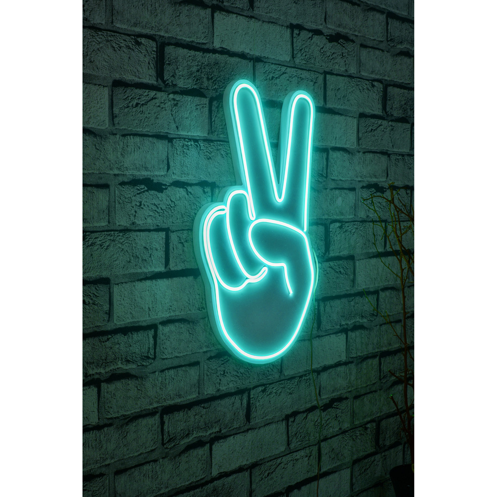 Decorative plastic LED light Victory Sign - Aqua IP67 Neon 23W 29x44x2 cm 395NGR1763