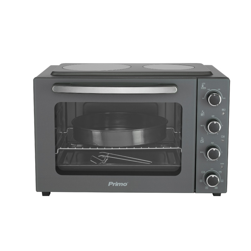 Countertop oven PREO-40456 with 2 ceramic hobs 50L with air & glass door Charcoal 1800W