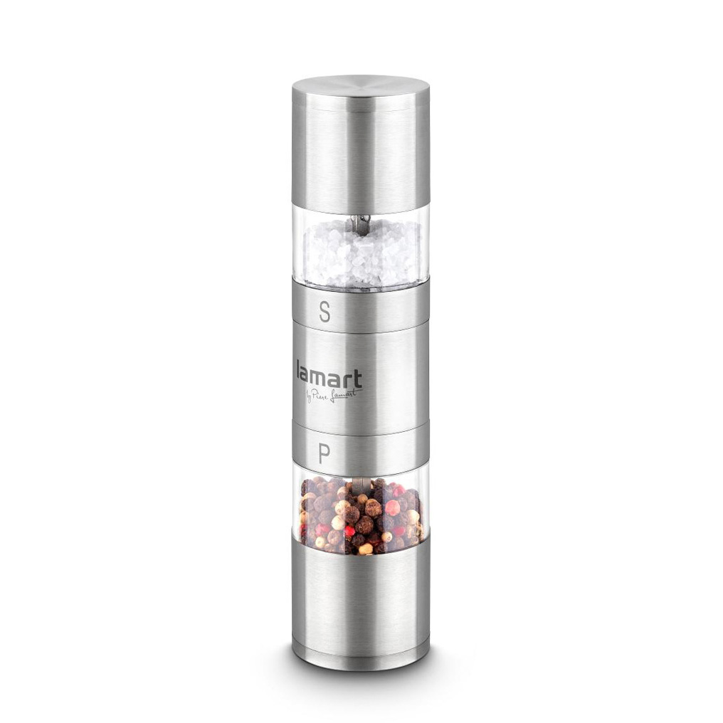 Spice - pepper - salt grinder 2x40 ml stainless steel / Acrylic Lamart  4,5x18,5 cm LT7013