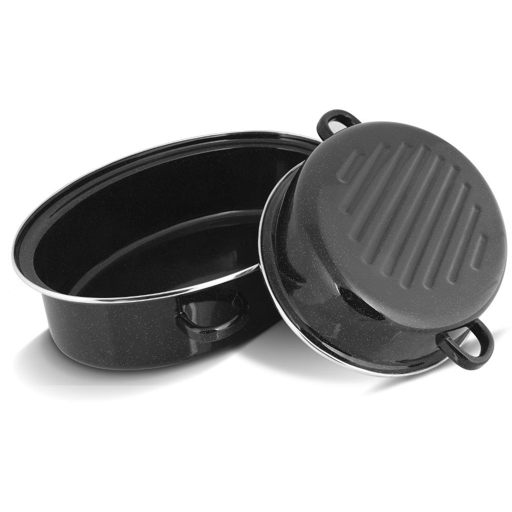 Enamel baking pan with lid 9,5 lt  Lamart Black 40x29x17 cm LT1185