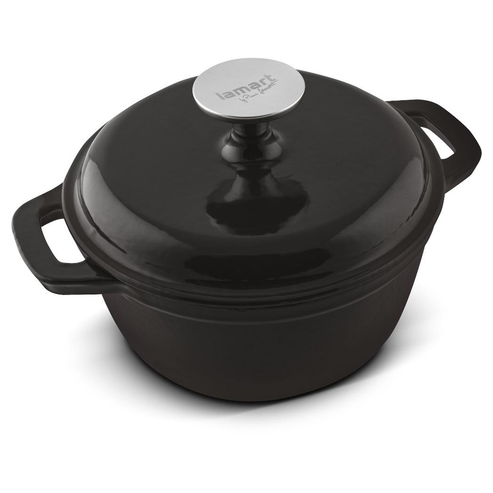 Pot with lid cast iron Lamart Black 18 cm LT1207