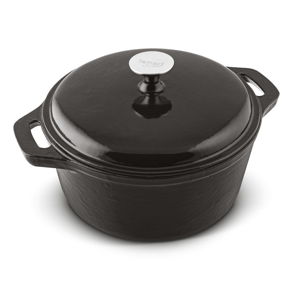 Pot with lid cast iron Lamart Black 25,5 cm LT1209