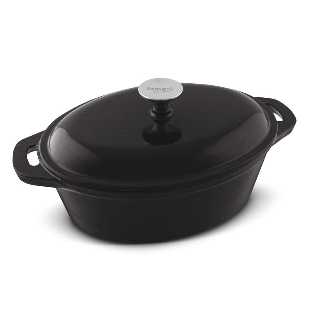 Oval pot with lid cast iron Lamart Black 35,5x21,4 cm LT1210