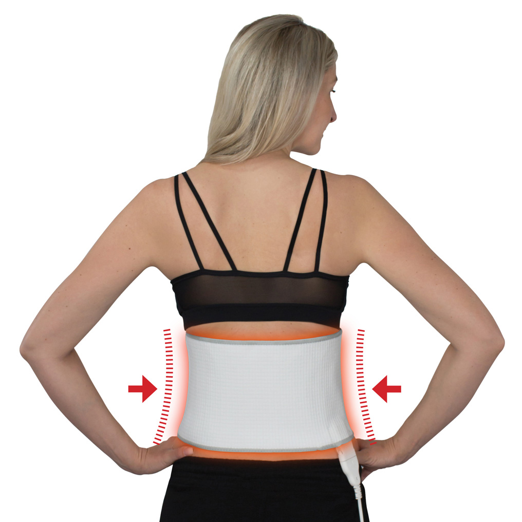 Back support belt with integrated heating pad