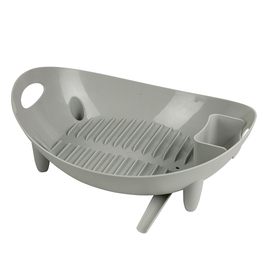 Plastic dish rack with cutlery stand and drainer grey 42,5x32x14,5 cm