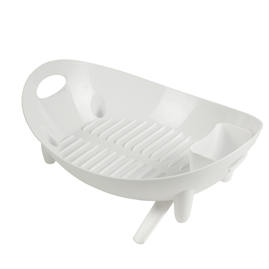 Plastic dish rack with cutlery stand and drainer white 42,5x32x14,5 cm