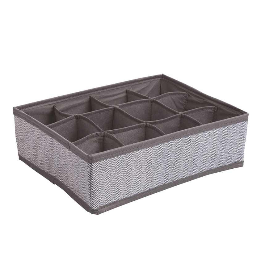 Drawer organizer with 12 compartments grey 32x24x9 cm