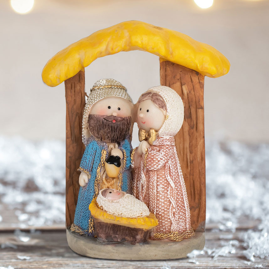 Decorative representation of the Nativity polyresin 10x7x17 cm