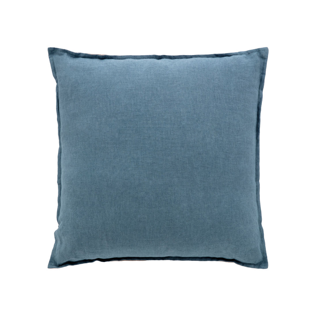 Decorative cushion blue 100% linen polyester filling 50x50 cm
