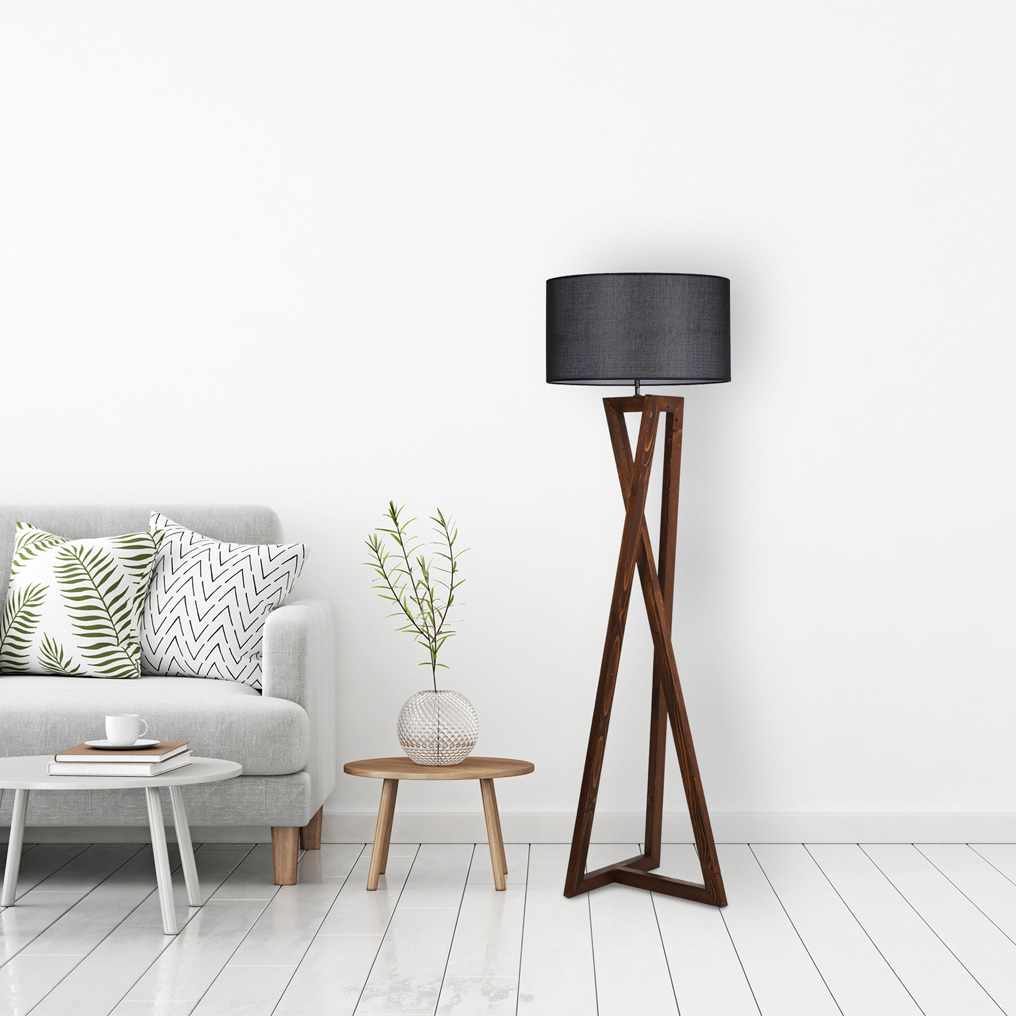 Floor lamp Wood  black / walnut 166x45 cm E27 60 W 534LUN2155