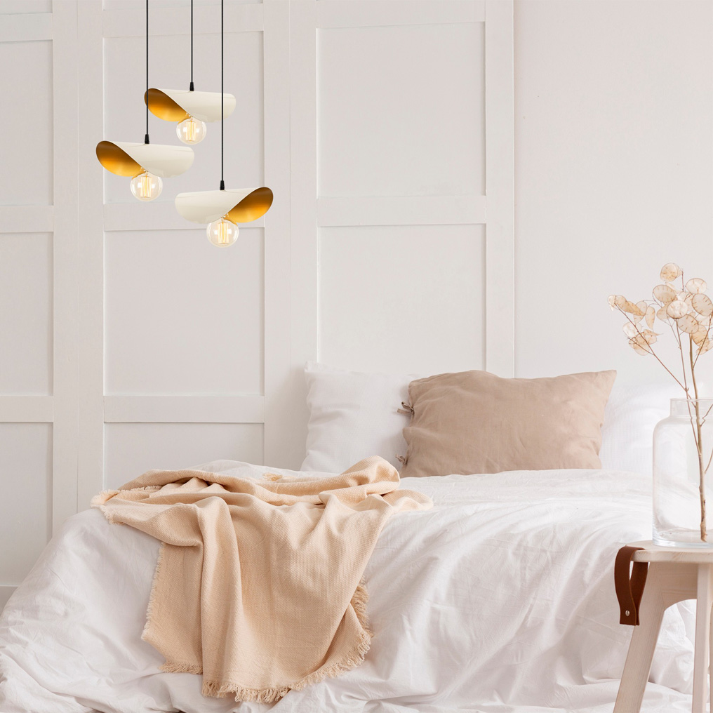 Κρεμαστό φωτιστικό μέταλλο Sivani - MR - 964 Λευκό/Χρυσαφί Δ: 45 εκ. 3 x E27 40W 536NTD1145