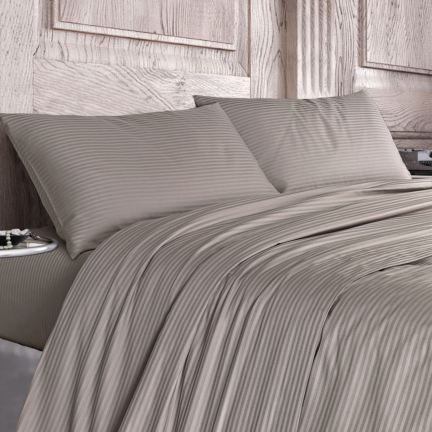 Double bed sheets Elegance 100% cotton satin Beige set of 4