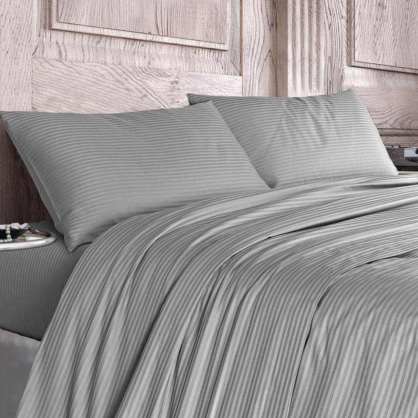 Double bed sheets Elegance 100% cotton satin Grey set of 4