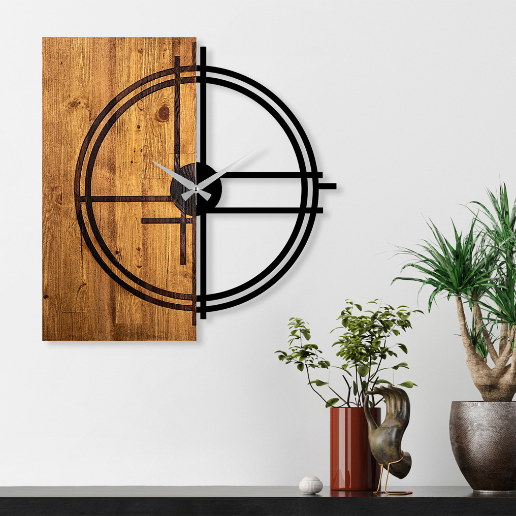 Decorative wall clock wood + metal 38 56x3x58 cm 539TNL1138