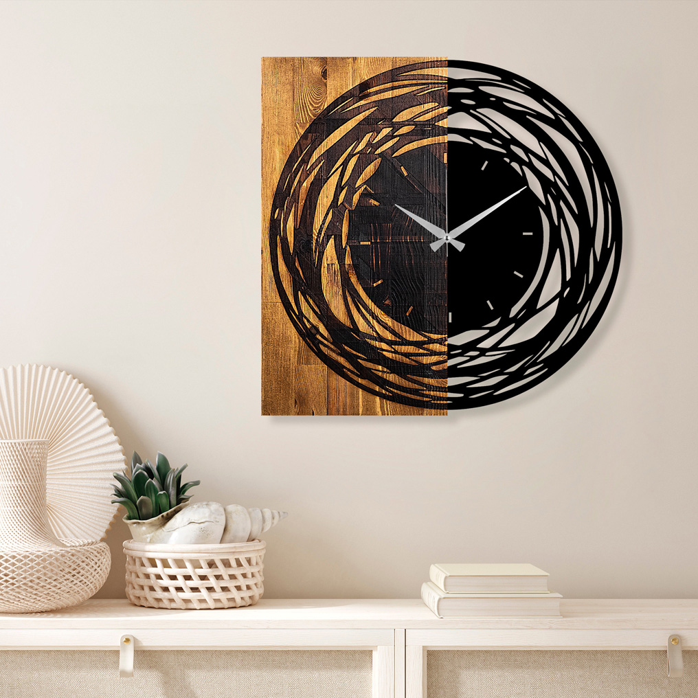 Διακοσμητικό ρολόι τοίχου ξύλο + μέταλλο 39 58x3x58 εκ. 539TNL1139