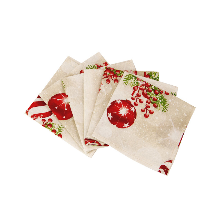 Dinner napkins Ornaments ecru 60% cotton / 40% polyester 6 pcs 38x38 cm