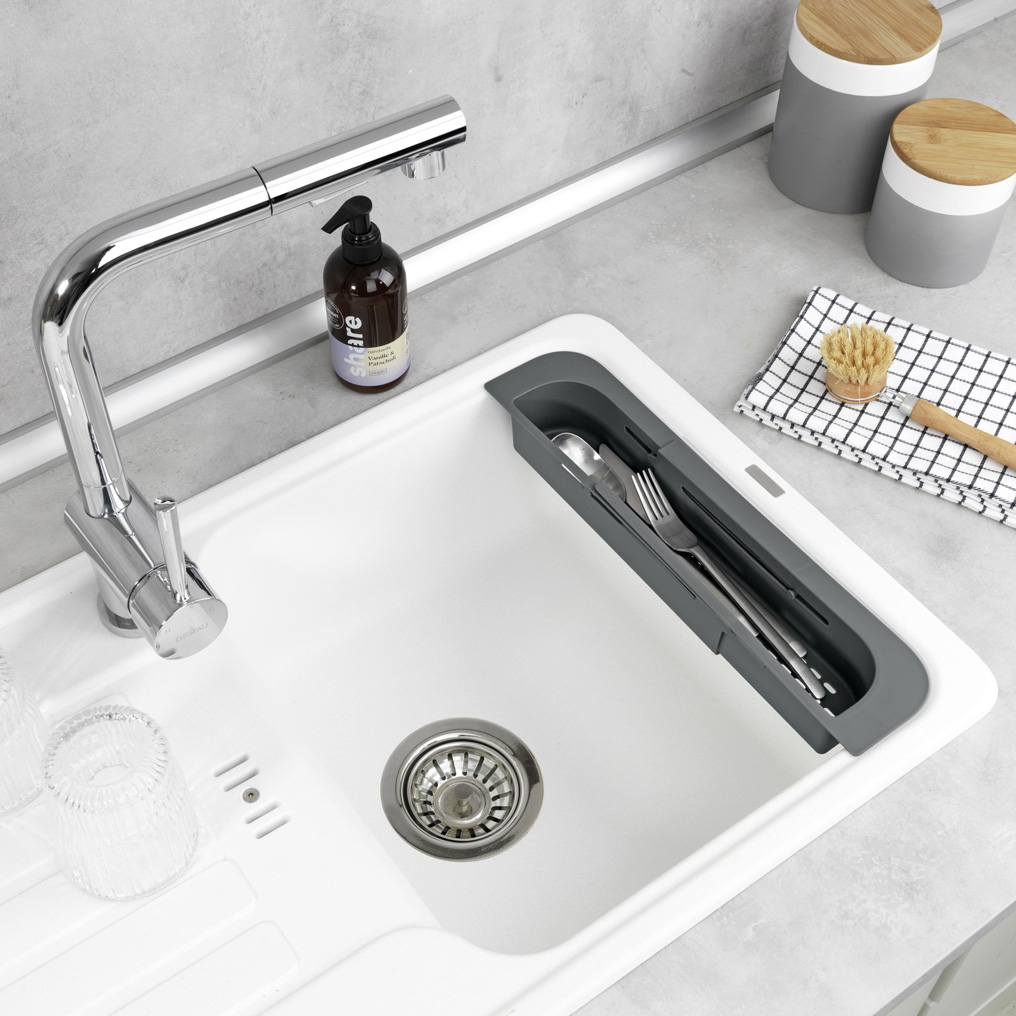 Sink organizer Fino extendable grey PP 36-49,5 cm 54773100