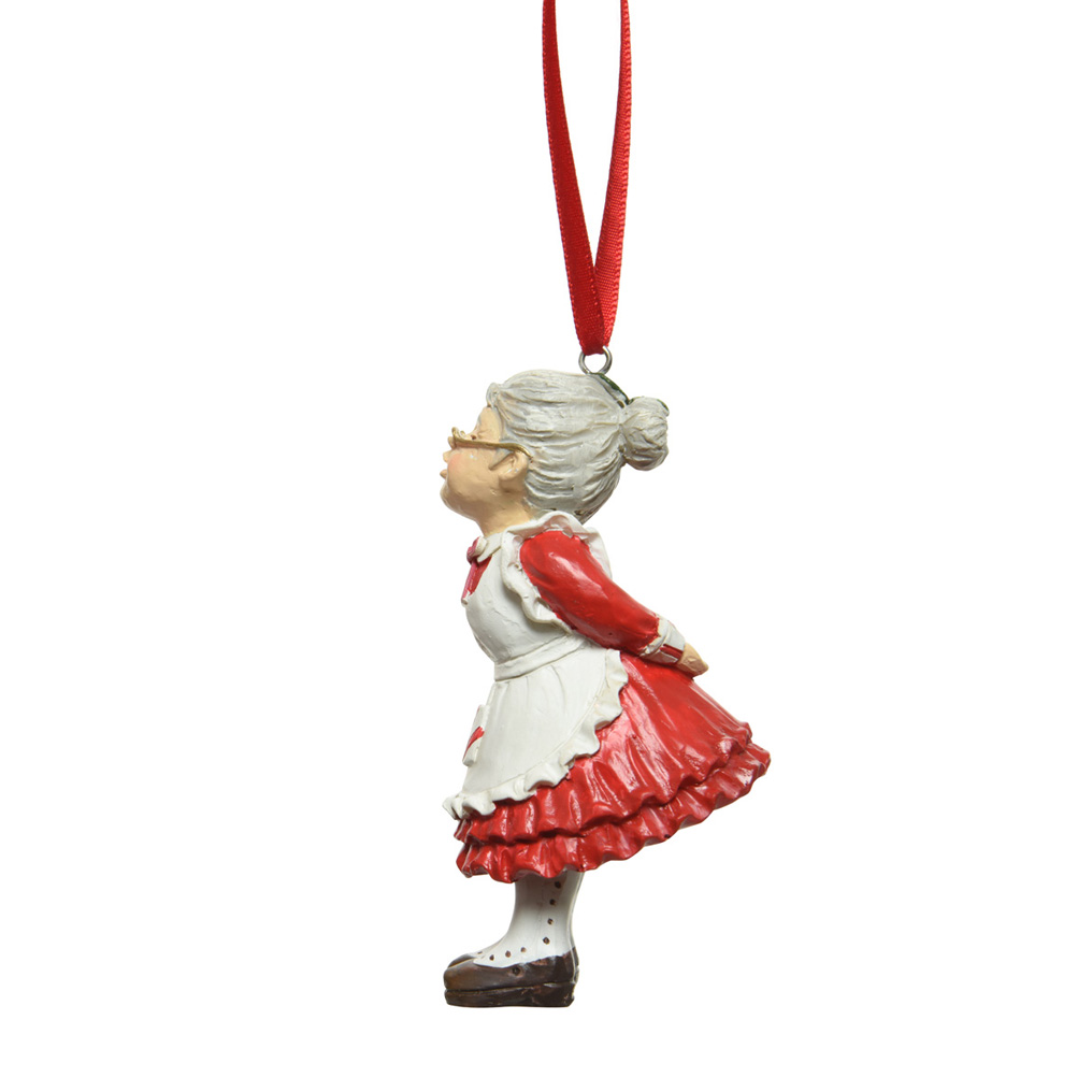 Ornament Santa Claus wife polyresin 5x5x10 cm