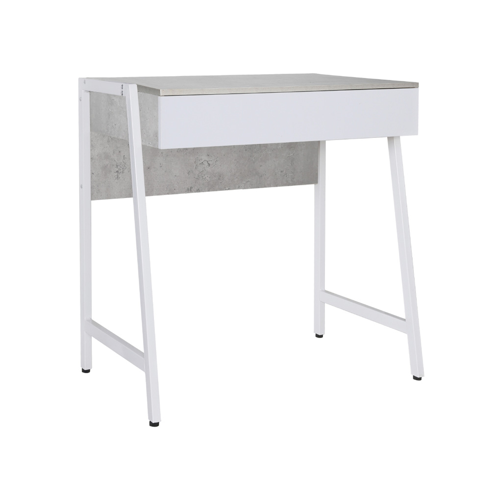 Concrete effect desk grey / white MDF with PVC legs 100x48x76 cm