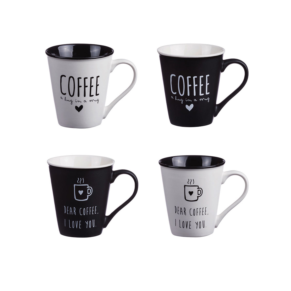 Coffee Love porcelain mugs 330 ml 4 pcs