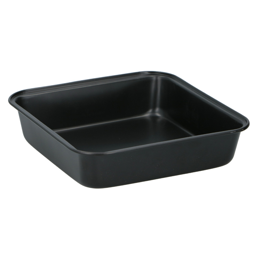 Non-stick square cake pan black steel 23x22x5 cm