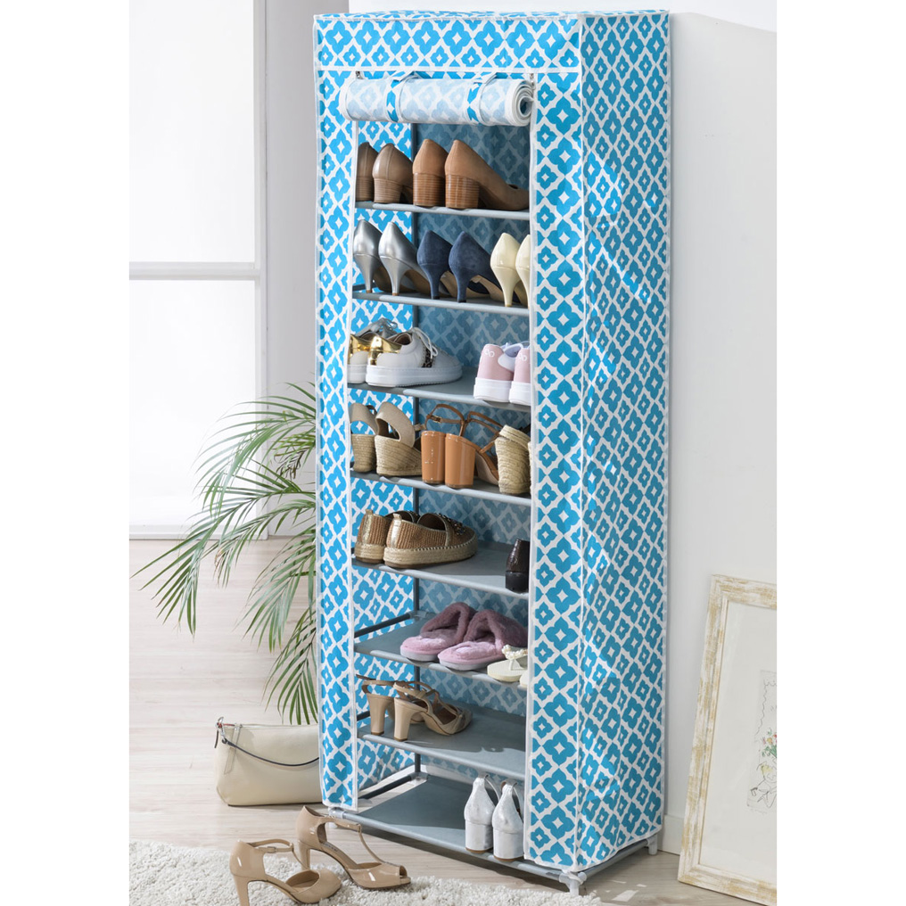 Shoe cabinet with 9 shelves & metal frame 60x30x158 cm
