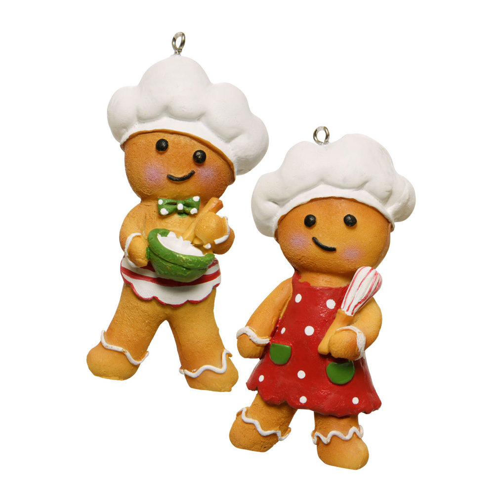 Hanging ornaments Gingerbread man polyresin 4.5x2.5x9 cm 2 pcs