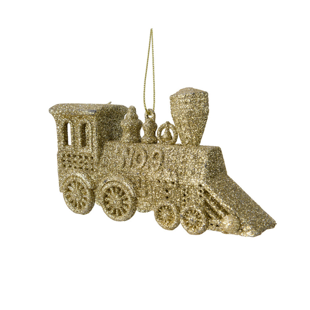 Tree ornament Train gold with glitter 12x2.9x6 cm