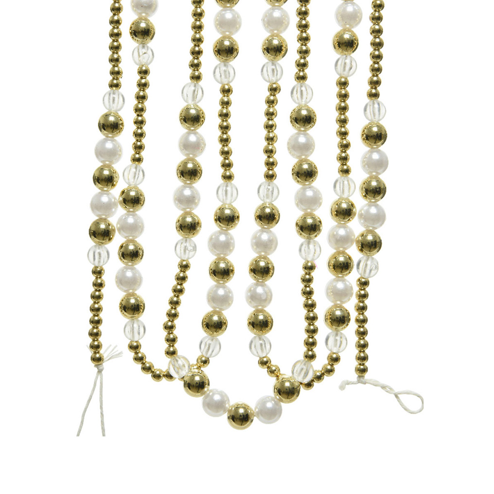 Garland with beads gold / white 2.4 m.