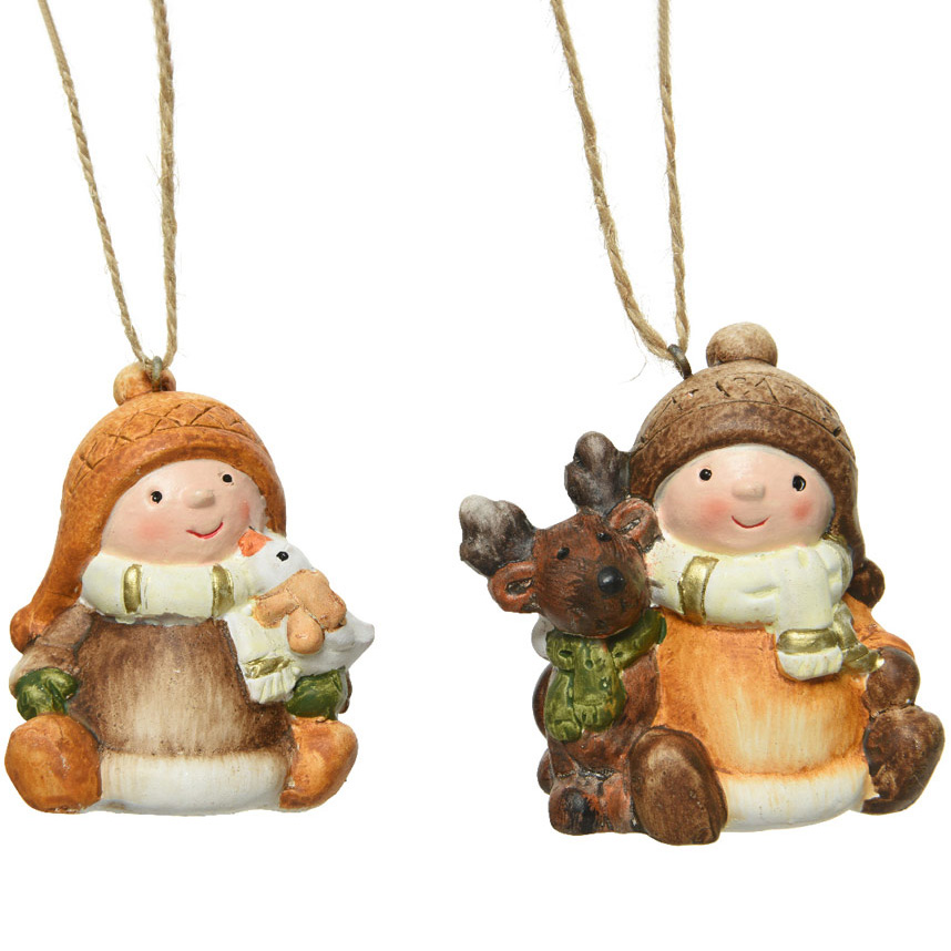 Clay hanging ornaments Kids 6.5x4.5x7 cm 2 pcs