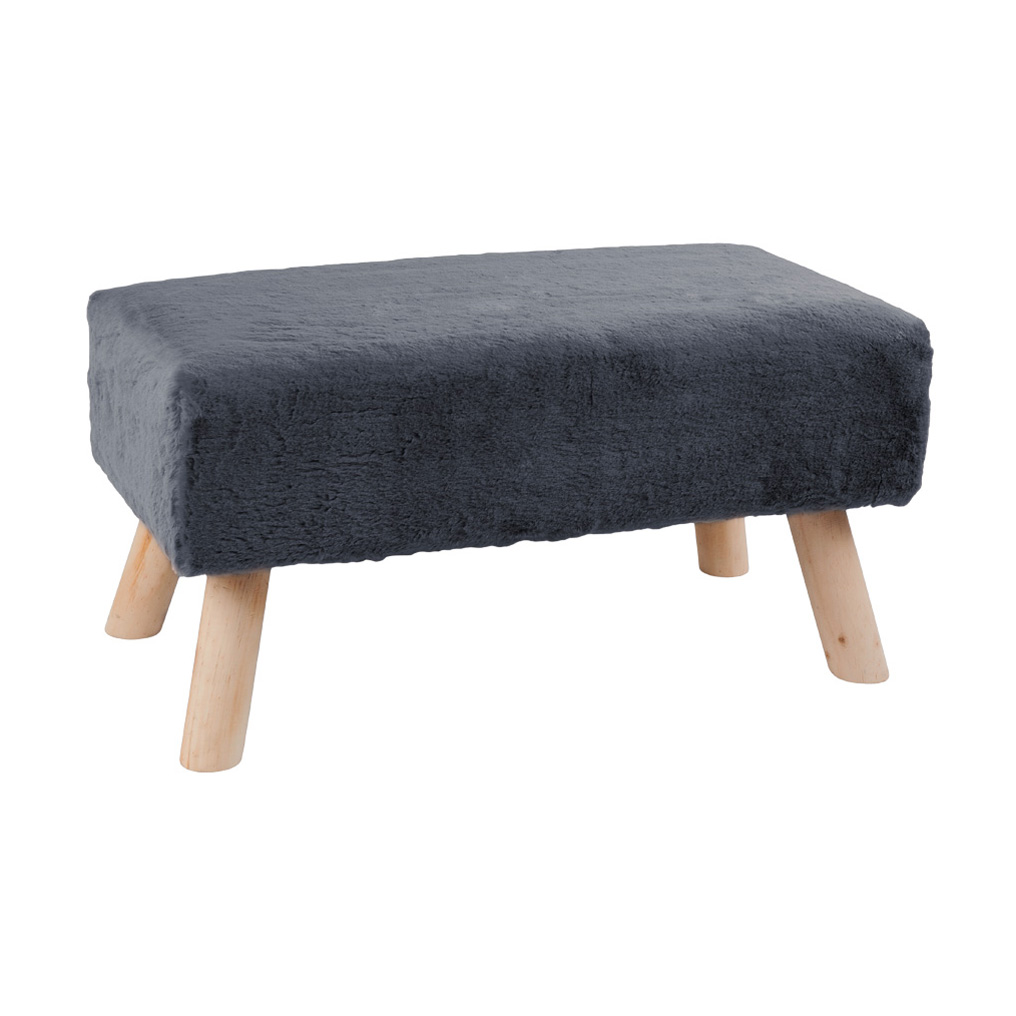 Velvet stool with wooden legs dark grey 65x35x31 cm