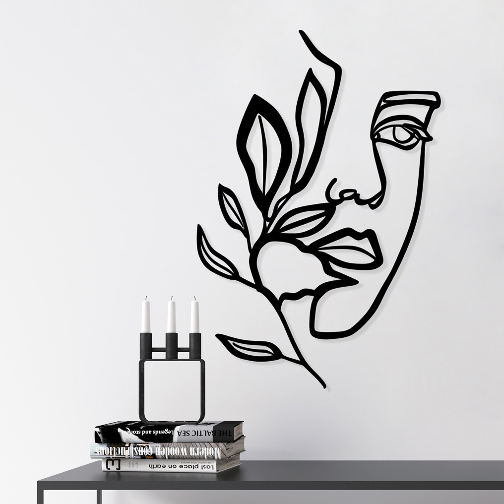 Metal wall decoration Woman Face Behind The Branch Black 46x56 cm 575TNL1130