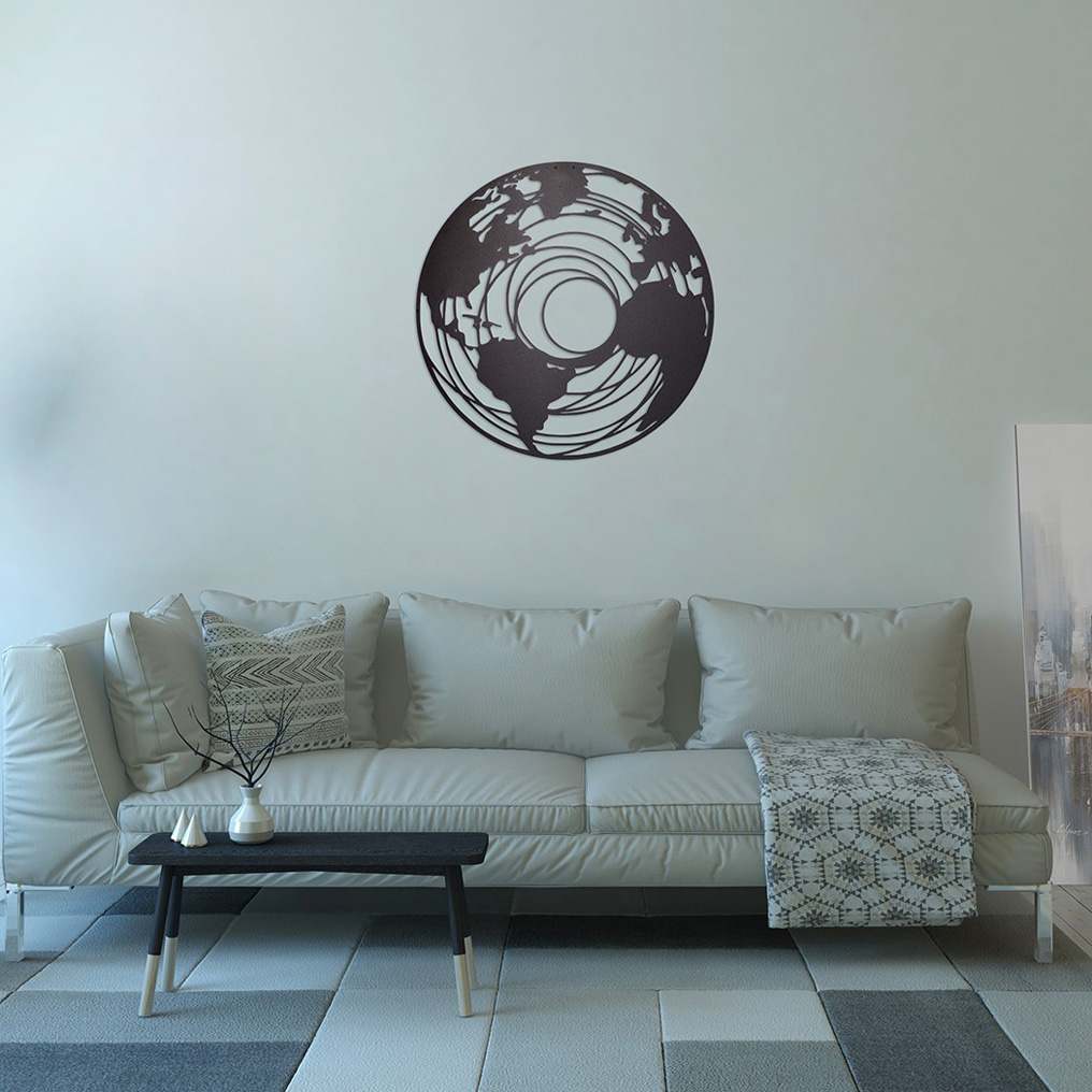 Decorative Metal Wall Accessory World 1 70x70 cm