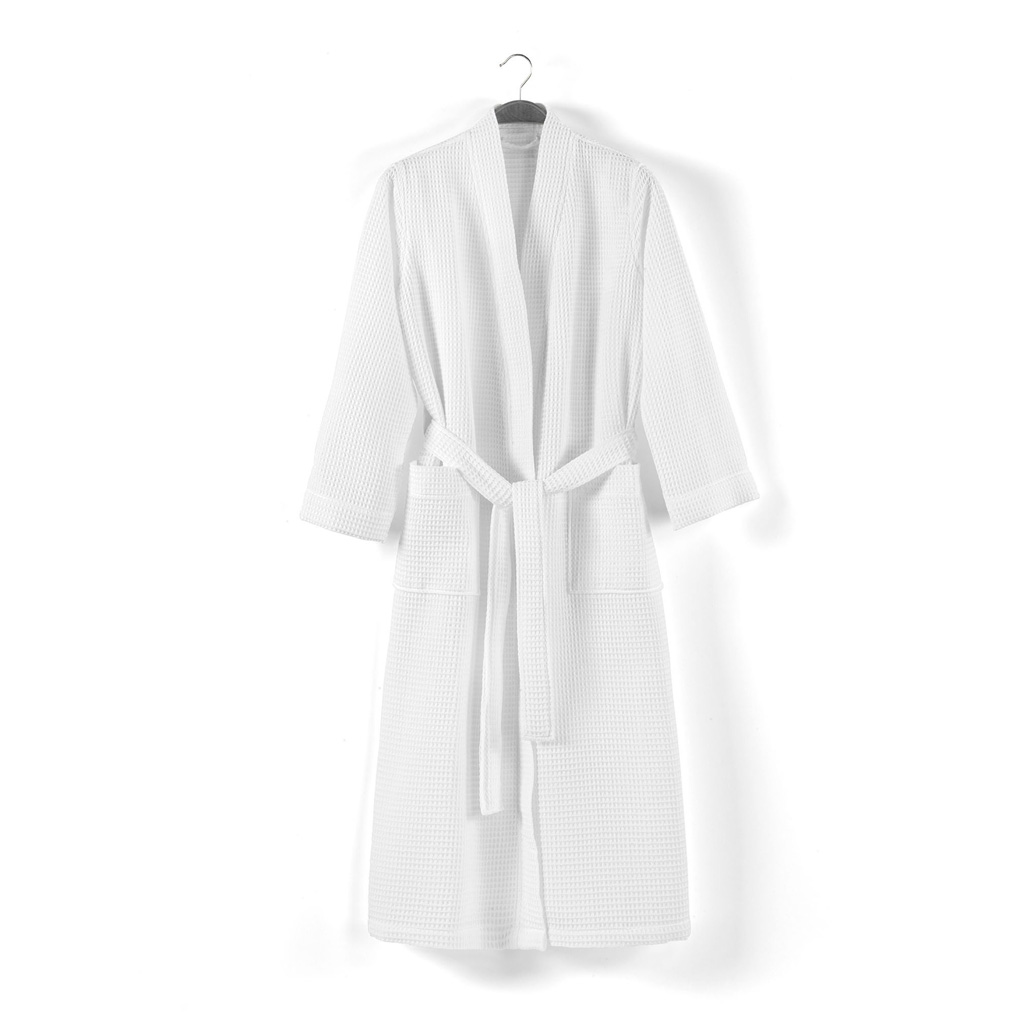 Bathrobe Mia Waffle 100% Cotton White L