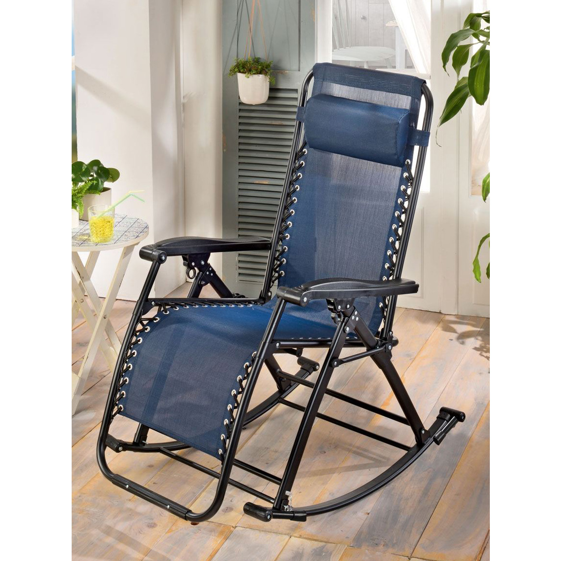 Steel rocking deck chair 70x160x90 cm