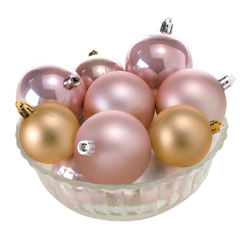 Ball ornaments 5 cm White / Pink / Gold 16 pcs