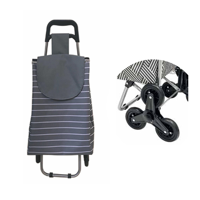 Shopping trolley with 6 wheels aluminum frame polyester bag 5905938 dark colored pattern